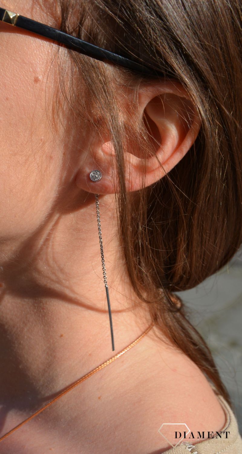 Kolczyki srebrne z jednym łańcuszkiem Dall'Acqua OR RM 030c.jpg